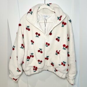 Cream Cherry Teddy Jacket/ Coat